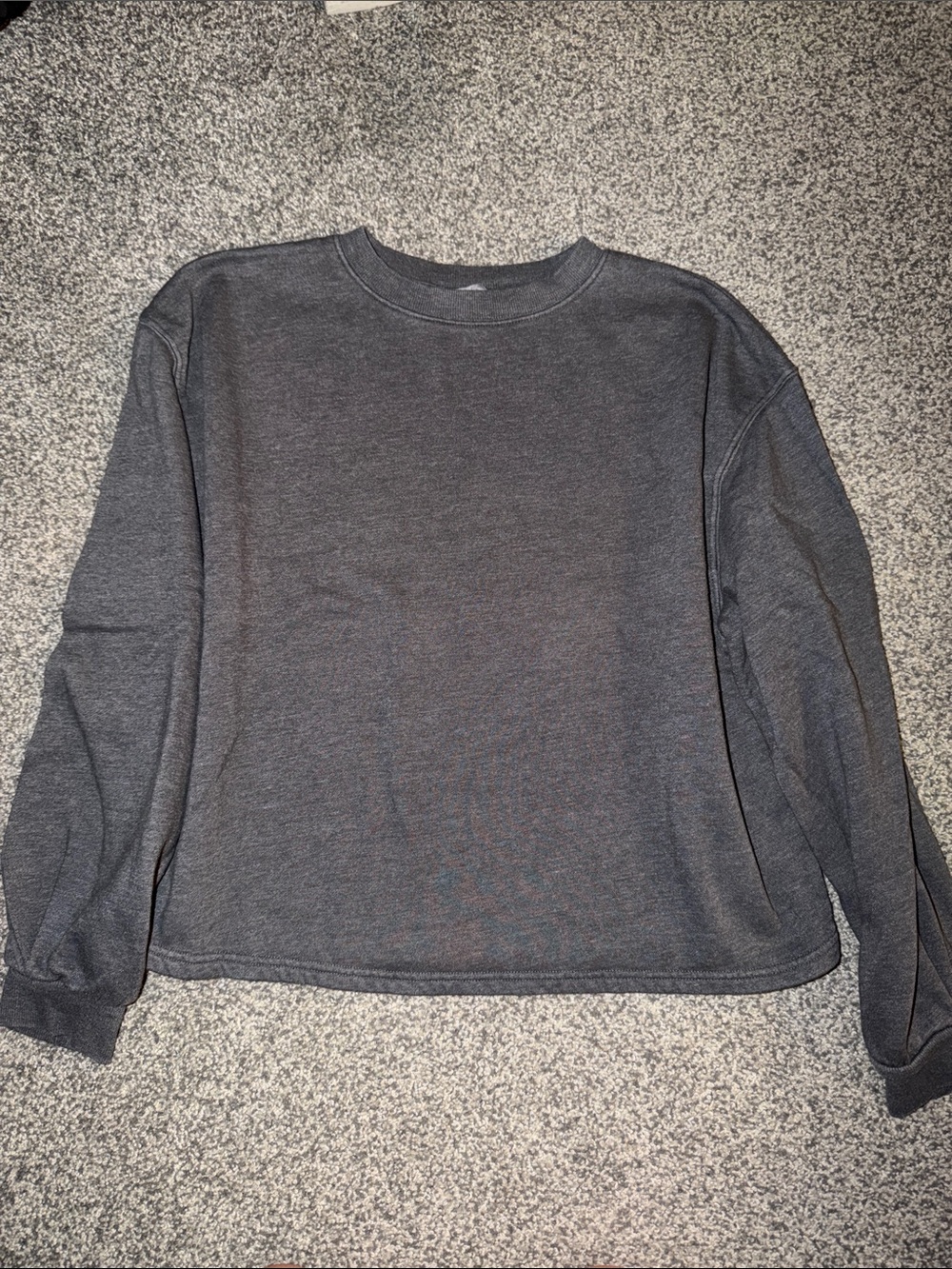 Women’s Classic Crewneck Long-Sleeve Shirt - Charcoal Gray (Slightly Cropped)